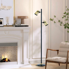 Deny 2 Light Floor Lamp Black — lifestyle