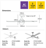 Lonsdale 120cm AC Ceiling Fan with Light and Remote