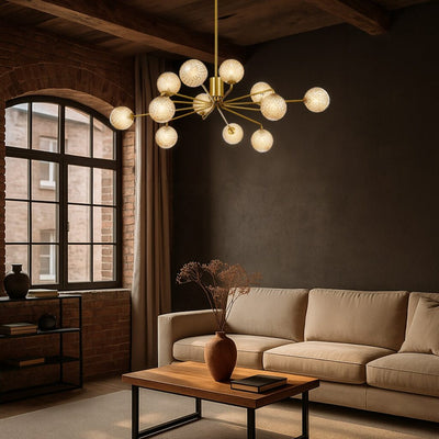 FELTON 12 LIGHT PENDANT ANTIQUE GOLD — lifestyle