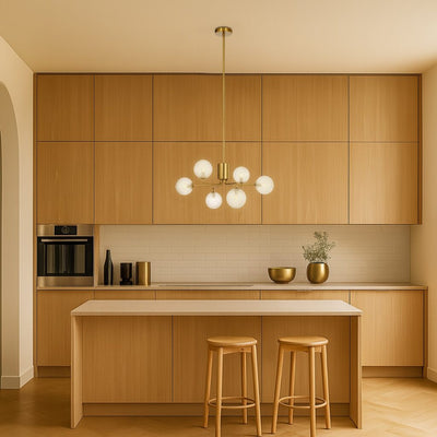 FELTON 6 LIGHT PENDANT ANTIQUE GOLD — lifestyle