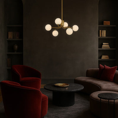 FELTON 6 LIGHT PENDANT ANTIQUE GOLD — lifestyle
