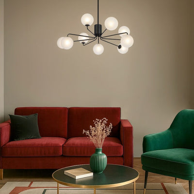 FELTON 9 LIGHT PENDANT BLACK — lifestyle