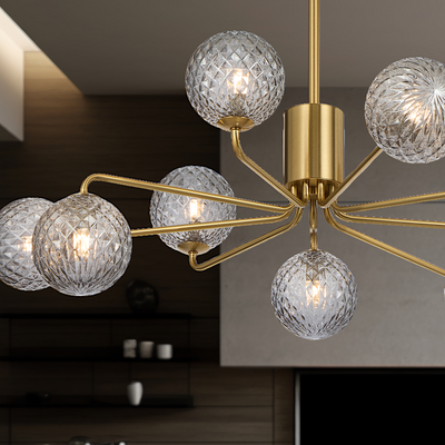 FELTON 9 LIGHT PENDANT ANTIQUE GOLD — lifestyle