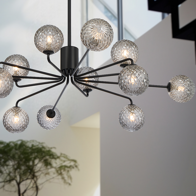 FELTON 12 LIGHT PENDANT BLACK — lifestyle