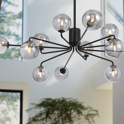 FELTON 12 LIGHT PENDANT BLACK — lifestyle