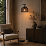 Frya Floor Lamp in Natural Rattan — lifestyle