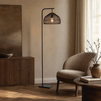 Frya Floor Lamp in Natural Rattan — lifestyle