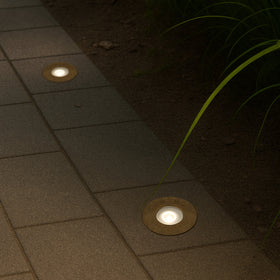Halon 24V Brass Exterior LED Inground Light — lifestyle