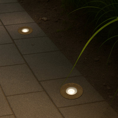 Halon 24V Brass Exterior LED Inground Light — lifestyle