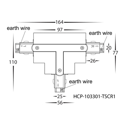 White Three Circuit Recessed Track T-Shape Connector - HCP-103301-TSCL1 (4)