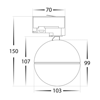 Ondo Single Circuit 6w or 9w Tri Colour Dimmable White Track Head - HCP-1031913 (2)
