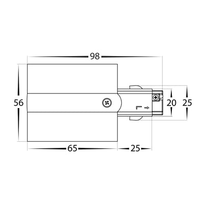 White Three Circuit Recessed Track Live End - HCP-103301-LE (2)