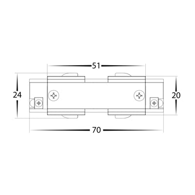 White Three Circuit Recessed Track Straight Joiner - HCP-103301-SJ (2)