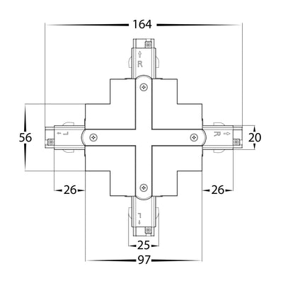 White Three Circuit Recessed Track X-Shape Connector - HCP-103301-XSC (2)