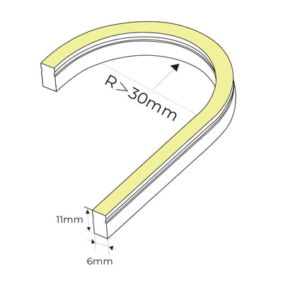7.2w 24v DC 15m 2700K IP67 Side Bend HaviFlex Flexible Neon LED Strip