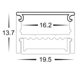 Shallow Square Profile 19mm × 22mm
