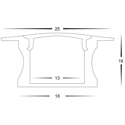 Deep Recessed Square Profile 25mm × 15mm