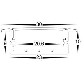 Shallow Recessed Square Profile 28mm × 10mm