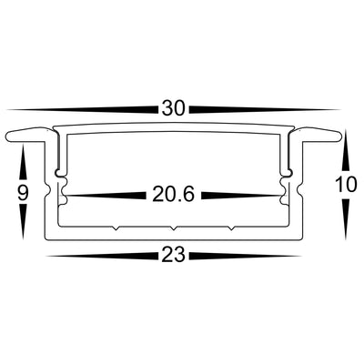 Shallow Recessed Square Profile 28mm × 10mm
