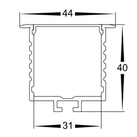 Deep Recessed Square Profile 45mm × 40mm
