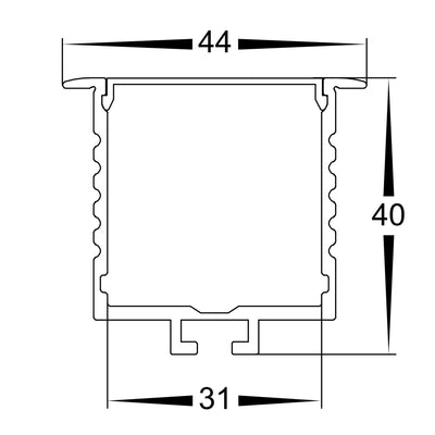 Deep Recessed Square Profile 45mm × 40mm