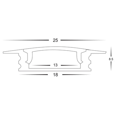 Shallow Recessed Square Profile 25mm × 7mm