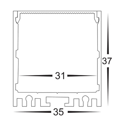 Square Suspended Profile 35mm × 37mm