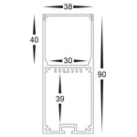 Square Slimline Suspended Profile 38mm × 90mm