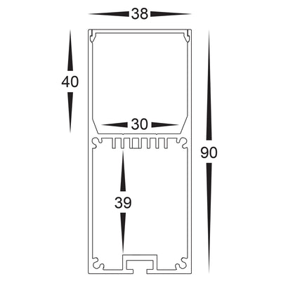 Square Slimline Suspended Profile 38mm × 90mm
