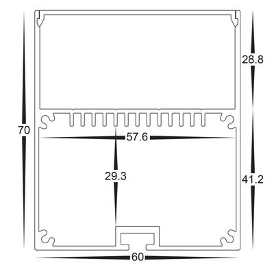 Square Suspended Profile 60mm × 70mm
