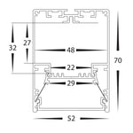 Square Suspended Profile 52mm × 70mm