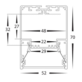Square Suspended Profile 52mm × 70mm