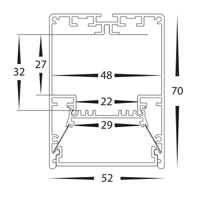 Square Suspended Profile 52mm × 70mm