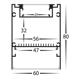 Square Up & Down Suspended Profile 60mm × 80mm