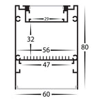 Square Up & Down Suspended Profile 60mm × 80mm