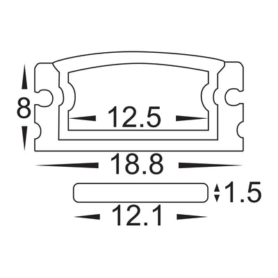Shallow IP65 Square Profile 18mm × 8mm