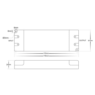 60w 24v DC TRIAC Dimmable LED Driver