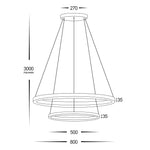 800mm + 500mm Double Circa 65w LED Pendant