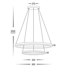 800mm + 500mm Double Circa 65w LED Pendant