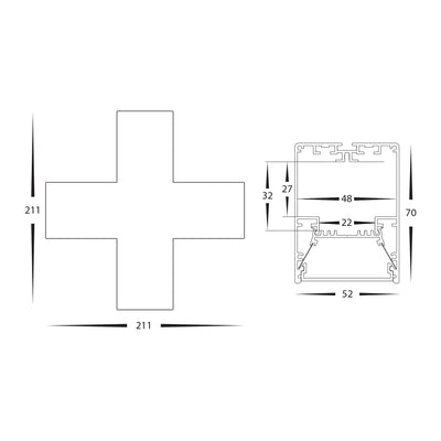 White 11w X-Shape TRI Colour Proline Connector - HCP-6035270-X (2)