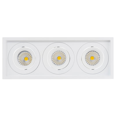 3 x 13w CRI97+ Recessed Square Tilt Dimmable LED Downlight 3000k