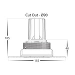 Tilt 13w CRI97+ Recessed Round Trimless Dimmable LED Downlight 3000k