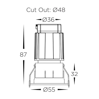 Round Fixed 9w Mini Recessed LED Downlight - 48mm Cutout