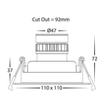 Square Tilt 7.2w 24v DC Recessed LED Downlight