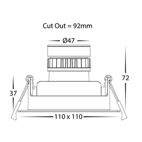 Square Tilt 7.2w 24v DC Recessed LED Downlight