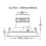 Square Tilt 7.2w 24v DC Recessed LED Downlight