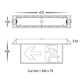 Slimline Recessed Exit Light