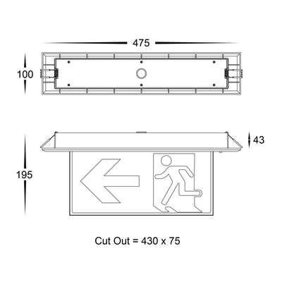 Slimline Recessed Exit Light
