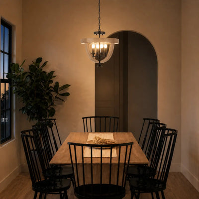 Hosley Close to Ceiling Pendant Light 4Lt in Black & Oa — lifestyle