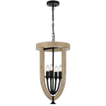 Hosley Pendant Light 4Lt in Black & Oak